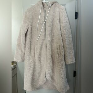cream sherpa coat zip up with hood